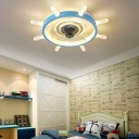 11-Light Flush Mount Light Fixture Kids Style Rudder Shape Metal Ceiling Mounted Lights