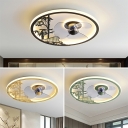 Chinese Art Ceiling Fan Light Creative LED Ceiling Mounted Fan Light
