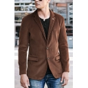 Fashionable Mens Blazer Whole Colored Pocket Detail Lapel Collar Fitted Button Up Blazer