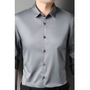 Men's Long Sleeve Shirt Casual Solid Color Business Collar Shirt