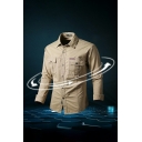 Fashionable Shirt Pure Color Long Sleeve Turn-down Collar Slim Pocket Button Shirt for Men