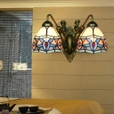 Magnolia Wall Light Sconce Tiffany Victorian Stained Glass Double Heads Wall Light