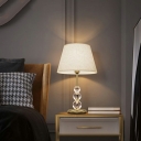 1 Light Nightstand Light Simplistic Style Cone Shape Fabric Night Table Lamps