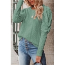 Girls Dashing Knitwear Solid Color Rib Hem Long Sleeve Round Neck Sashes Pullover Sweater