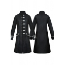 Chic Men Coat Whole Colored Stand Collar Long-sleeved Single Breasted Leather Jacket