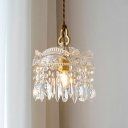 French Light Luxury Brass Single Pendant Retro Crystal Glass Hanging Lamp