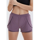 Sports Shorts Women Elastic Waist Comfortable Double Layer Gym Shorts