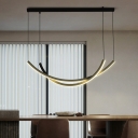 2 Light Ceiling Pendant Light Modern Style Linear Shape Metal Chandelier Lamps