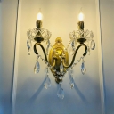 2 Light Wall Mount Light Modern Style Candle Shape Metal Sconce Lights