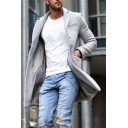 Men Urban Coat Solid Stand Collar Long-Sleeved Regular Fit Button Placket Trench Coat