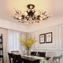 American Creative Crystal Ceiling Lamp Retro Wrought Iron Ceiling Light Fixture