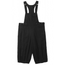 Boys Leisure Overalls Pure Color Sleeveless Front Pocket Loose Fit Mid Rise Overalls