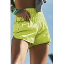 Summer Sports Shorts Women's Casual Elastic Waist Loose Solid Color Shorts