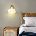 Retro Bedroom Bed Lamp Pull Wire Switch Art Deco Glass Wall Lamp