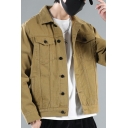 Casual Denim Jacket Men's Fashion Long Sleeve Lapel Cargo Jacket