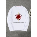 Men's Long Sleeve Round Neck Letter UNBOWED UNBENT UNBROKEN Pattern Fitted Tee