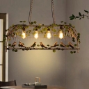4 Light Pendant Chandelier Industrial Style Cage Shape Metal Hanging Lamp Kit