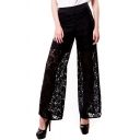 Pop Pants Whole Colored Lace Detailed High Rise Ankle Length Wide Leg Pants for Girls