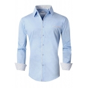 Business Shirt Men's Slim Long Sleeve Lapel Cotton Breasted Shirt