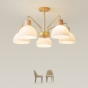 Nordic Creative Wooden Chandelier Modern Minimalist Glass Chandelier for Living Room