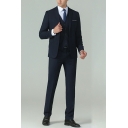 Street Look Mens Suit Set Plain Lapel Collar Long Sleeve Button Down with Pants Suit Set