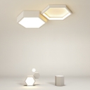 2 Light Flush Light Fixtures Modernist Style Hexagon Shape Metal Ceiling Mounted Lights