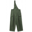 Guy's Freestyle Overalls Whole Colored Pocket Unilateral Sleeveless Overalls