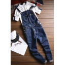 Men Casual Overalls Pure Color Chest Pocket Sleeveless Pocket Regular Fitted Overalls