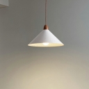 Cone Hanging Lamps Contemporary Style Metal Pendant Light for Living Room in White
