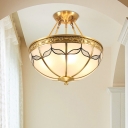 Bowl Bedroom Flushmount Lighting Colonial Opal Glass 3/4 Lights 12.5