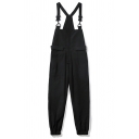 Fashion Guys Overalls Pure Color Sleeveless Relaxed Ankle Length Pocket Overalls