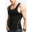 Leisure Men Tank Top Whole Colored Sleeveless Scoop Neck Slimming Tank Top