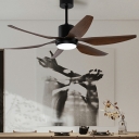 Nordic Minimalist Wood Grain Ceiling Mounted Fan Light Creative LED Fan Light