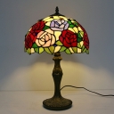 1 Light Nightstand Lights Tiffany Style Bowl Shape Metal Night Table Lamp