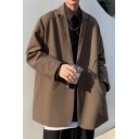 Mens Street Style Blazer Pure Color Lapel Collar Long Sleeve Oversized Button down Blazer