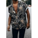 Men's Casual Shirt Summer Fashion Pattern Short Sleeve Button Up Shirt