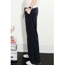 Freestyle Pants Plain Pocket Drawstring Waist High Rise Wide Leg Pants for Ladies