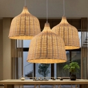 Modern Hanging Light Kit Bamboo 1 Light Dining Room Pendant Lamp
