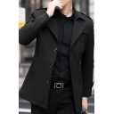 Freestyle Coat Pure Color Long Sleeves Lapel Collar Button up Trench Coat for Men