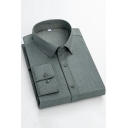 Dashing Button Shirt Pure Color Turn-down Collar Long Sleeves Fitted Button Shirt