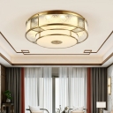 1 Light Close To Ceiling Fixtures Traditional Style Drum Shape Metal Flushmount Lighting