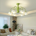 French Country Style Chandelier Creative Flower Shaped Ceramic Chandelier for Bedroom