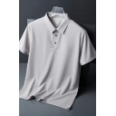 Boyish Guys Polo Shirt Plain Point Collar Short-Sleeved Regular Button Polo Shirt