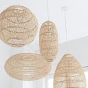 1 Light Ceiling Pendant Light Modern Style Geometric Shape Rattan Hanging Lighting Fixtures