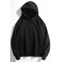 Fashionable Hoodie Whole Colored Long Sleeve Baggy Hooded Drawcord Pocket Hoodie for Men