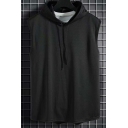 Athletic Men's Vest Plain Drawstring Design Sleeveless Hooded Regular Fit Vest