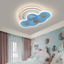 Nordic Simple LED Fan Light Dreamy Cloud Ceiling Mounted Fan Light for Children's Room
