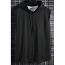 Sporty Solid Color Tank Sleeveless Relaxed Drawstring Hooded Tank Top for Men