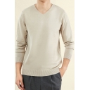 Autumn Winter Sweater Men's Long Sleeve V Neck Modal Knitted Pullover Sweater