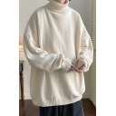 Cozy Sweater Whole Colored Rib Hem Turtleneck Oversized Long Sleeves Sweater for Men